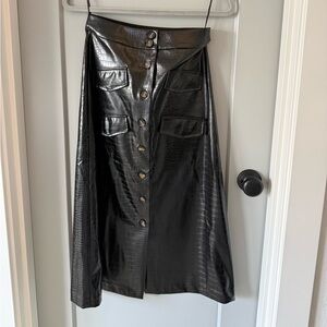 NWT Anthropologie Black Crocodile Utility Skirt